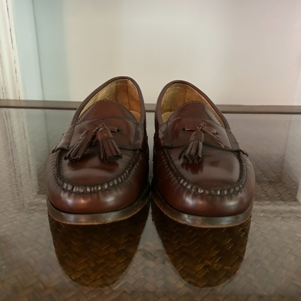 Cole Haan Men's 9.5D Pinch Tassel Leather Loafers Shoes Burgundy Preppy Classic - Picture 2 of 16